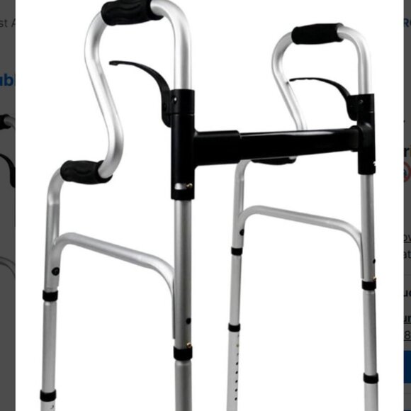 Jumbo Double Walker Aluminum Mobility Walker Aid with Adjustable - Picture 3 of 6